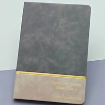 Özel Tasarım Gri Deri Defter 21x15 Cm Öğretmenler Günü Hediyesi Diger