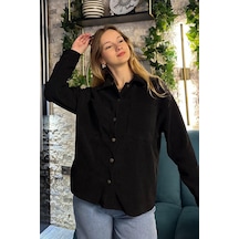 Madmext Siyah Cep Detaylı Kadın Gömlek Mg2241 Siyah