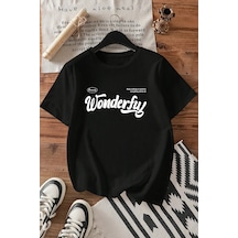 Wonderful Baskılı Unisex Oversize Tshirt Siyah