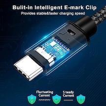 100w Type-c To Type-c 3 Metre Usb 3.1 Gen2 10 Gbps 4k 60hz Hızlı Şarj Data Ve Görüntü Aktarım Kablosu Örgülü