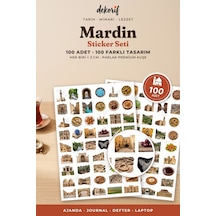 Mardin Sticker Seti 100 Adet - Taş Evler İrok Telkari Gerçekçi Ajanda Journal Defter Laptop Çıkartma Çok Renkli