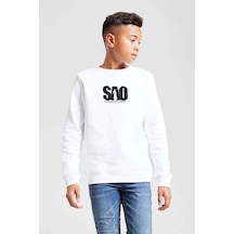 Tshirthane S A O Baskılı Unisex Çocuk Beyaz Sweatshirt Beyaz