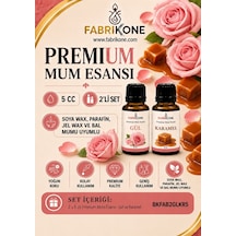 Premium Mum Esansı 5 Cc 2'li Set - Gül, Karamel - Soya Wax, Parafin, Jel Wax Ve Bal Mumu Uyumlu Bkfab2glkr5 Karışık