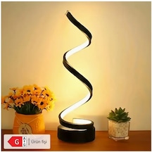 Spiral Led Masa Lambası / Gece Lambası Beyaz - Siyah