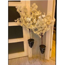 Metal 2'li Metal Gümüş Ayaklı Dekoratif Siyah Saksı Çiçeklik Vazo Flyon-hsn102
