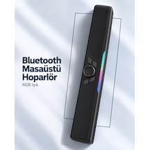 Monitör Altı Kullanıma Uygun Şarj Edilebilir Bluetooth Soundbar Hoparlör Siyah
