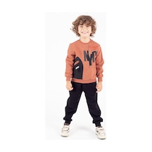 Mnk Baby & Kids Erkek Çocuk Cep Detaylı Baskılı Eşofman Takımı M00756 Kiremit