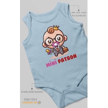 Mini Patron V2 Baskılı Bebek Zıbını Çıtçıtlı Body %100 Pamuk Sıfır Kol Bebe Mavisi
