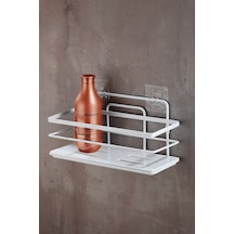 Yapışkanlı Ayarlanabilir Tekli Banyo Duş Rafı Paslanmaz Kristal Şampuanlık Yapıştır/vidala Beyaz - Lş-01 - Bb Beyaz - Beyaz