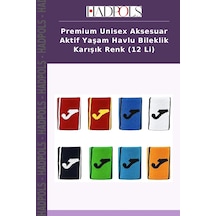 Premium Unisex Aksesuar Aktif Yaşam Havlu Bileklik Karışık Renk 12 Li Çok Renkli