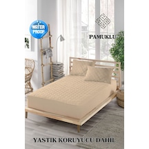 Ely Parker  Renkli Sıvı Geçirmez Lastikli Çift Kişilik Çarşaf Yastık Alezi (Toplam 3 Parça) %100 Pamuk Kapitoneli ELYCKAPFIT00 Kahverengi ÇK