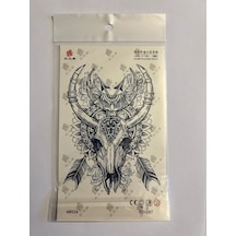 İskelet Boğa 18x11 Cm 1 Ay Kalıcı Geçici Dövme Yapıştırma Dövme