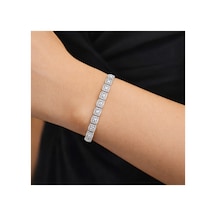 925 Ayar Gümüş Beyaz Zirkon Taşlı Su Yolu Bileklik Doğum Günü, Yıldönümü Hediyesi 17.5 Cm Gümüş - 816423543 Gümüş