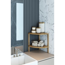 Minimalist Atlantik Çam 2 Katlı Dekoratif Raf - Çok Amaçlı Yan Sehpa Ahşap