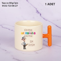 Dünyanın En Harika Öğretmeni Tasarımlı T Kupa Bardak -öğretmenler Günühediyekişiye Özel İsim Yazılır Turuncu