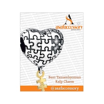 Beni Tamamıyorsun Charm Puzzle Kalp Charm Gümüş