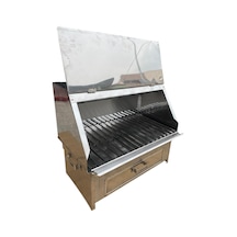 Paslanmaz Bacalı Mangal 28 X 50 Cm Çekmeceli Kapaklı Gri