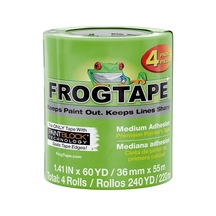 Frogtape Çok Yüzeyli Boyacı Bandı, Paıntblock Teknoloji, 3.6 Cm X 54.9 M, Yeşil, 4 Rulo 240660