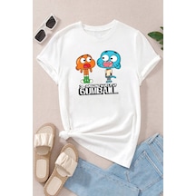 Unisex Gumball Baskılı T-shirt Beyaz