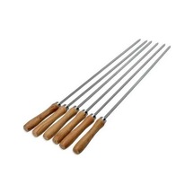 Pazly Barbekü İçin Ahşap Saplı Paslanmaz Çelik Şiş 42cm 6'lı Paket