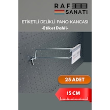 Etiketli Delikli Pano Kancası 15 Cm 25 Adet Tel Askı Kancası Delikli Panel Raf Askısı Fon Kancası Metalik