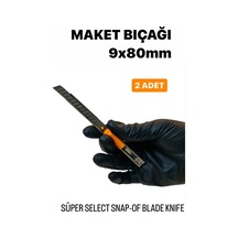 Maket Bıçağı 9x80mm İnce -2 Adet- Çelik Gövde Snap-of Süper Select Blade Knıfe