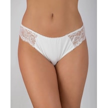 Kadın Dantel Detaylı Bikini Külot Ekru
