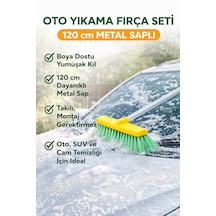 120 Cm Uzun Saplı Oto Yıkama Fırçası - 9,5 Cm Yumuşak Kıllı Çizmez Yapı