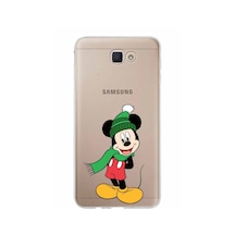 Samsung Galaxy Uyumlu J7 Prime Kapak Mickey Mouse Tasarımlı Şeffaf Silikon Kılıf