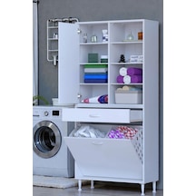 Eliusta Rule Sepetli Banyo/mutfak Dolabı 85 Cm Genişliğe Sahip 85x171x32,5 Cm İki Sepetli Beyaz Dolap Beyaz