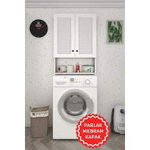 Kenzlife Membran Çamaşır Makinesi Dolabı Veronika Byzbyz Panjur 180 066 20 Mebran Kapak Mdf Gövde Çift Kapaklı Arkalıksız Beyaz