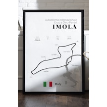 Imola Formula 1 Siyah Ahşap Çerçeveli Poster, Dekoratif Harita Duvar Tablosu