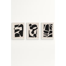 Beyaz Ahşap Çerçeveli Minimalist 3 Lü Tablo Huhu201