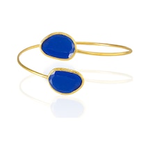 Kadir Jewellery 22 Ayar Altın Kaplama Zirkon Taşlı Ayarlanabilir Trend Bilezik Parlement Mavisi
