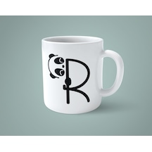 R Harfi Panda Alfabe Baskılı Kupa Bardak
