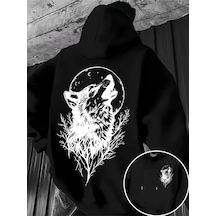 Nevermind Unisex Oversize Kurt Baskılı Siyah Hoodie Doğa Ve Gece Temalı S Siyah