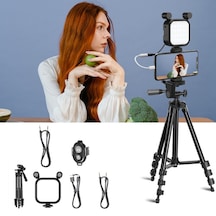 Cbtx Kit-15lm Tripod Dolgu Işığı Mikrofon Vloglama Kiti Canlı Telefon Kayıt Siyah