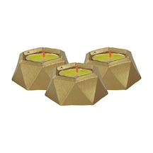 Altın Mumluk Şamdan 3 Adet Tealight Uyumlu Poly 2 Küçük Model