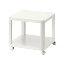 Tekerlekli Yan Sehpa, Beyaz Renk MeridyenDukkan 50x50 Cm Ev Dekorasyonu Mobilya