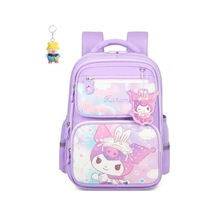 Runxi Life Hall Ilkokul Çantası Üçüncü Sınıf Okul Sırt Çantası Karikatür Sevimli Öğrenci Sırt Lila