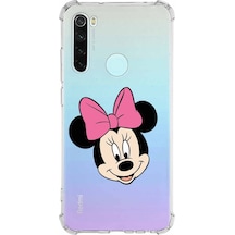 Xiaomi Redmi Note 8 Köşe Korumalı Antişok Kapak Minnie Mouse Tasarımlı Şeffaf Kılıf