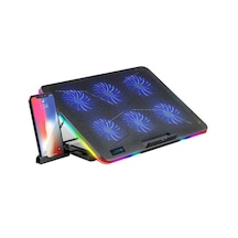 Oyuncu RGB Ledli Notebook Soğutucu Stand 6 Fanlı Yükseklik Ayarlı