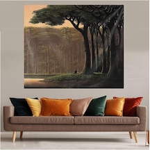 Pelangi Ormanda Oturan İnsan Leke Tutmaz Kadife Dokulu Kumaş Duvar Örtüsü Duvar Halısı Tapestry, Kahverengi 70 X Diğer