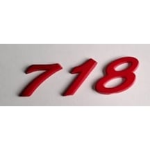 Porsche Uyumlu Yazı 718 Kırmızı