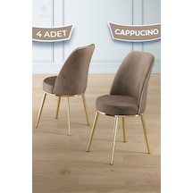 Canisa Pefa Serisi 4 Adet Cappucino Mutfak Sandalyesi Gold Kaplama Metal Ayak 1. Sınıf Babyface Kumaş Sandalye Cappucino Ayaklar Gold