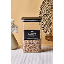 Porter Siyah Kapak Borosilikat Dikdörtgen Cam Kavanoz 1500 Ml 8x12x20 Cm 4 Adet Etiketli Seffaf Şeffaf