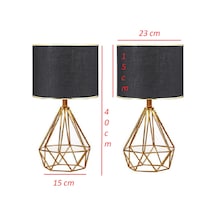 2 Adet Tardu Decoratif Gece Lambası Metal Ayak Kumaş Başlık