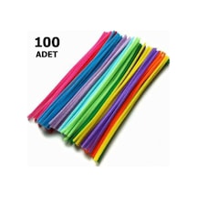 100 Adet Karışık Renkli Şönil Setii Tüylü Tel, 30 Cm, Eğitici Şönil Seti, Peluş Tel