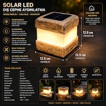 Taş Desenli Güneş Enerjili Solar Led Bahçe Aydınlatma Küpü Ip65 Su Geçirmez Taş Desenli Dış Mekan Lambası 1