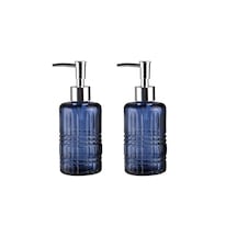 Banyo Seti Cam Sıvı Sabunluk 2 Adet,kristal Desenli Mavi 300ml 6, Çok Renkli